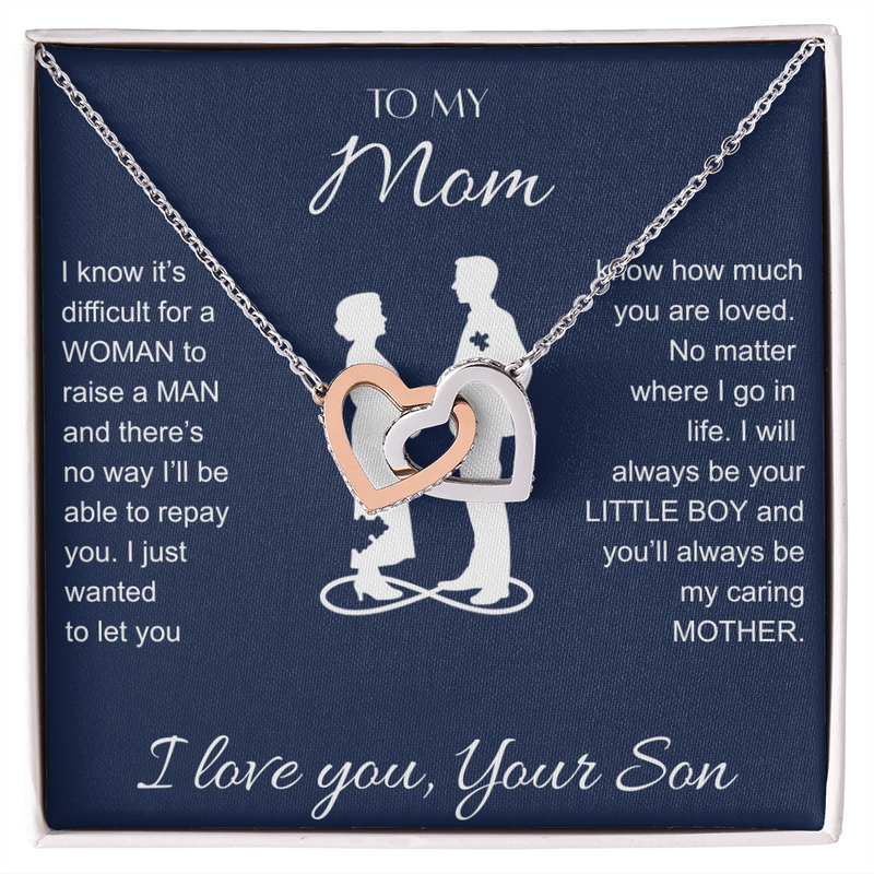 Interlocking Hearts Necklace - To My Mom I Love You